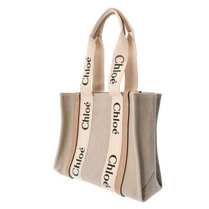 Chloe Beige Woody Tote Bag Canvas